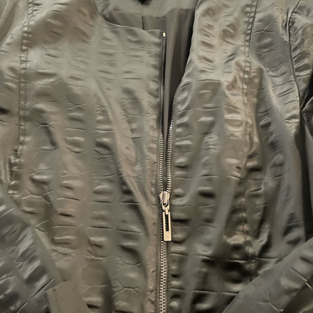 Black Satin textured zip jacket